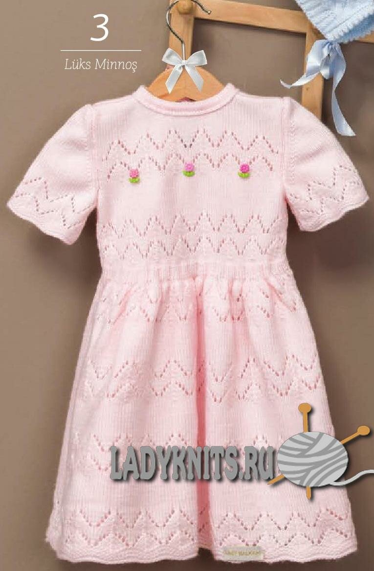 Нарядное детское ажурное платье спицами