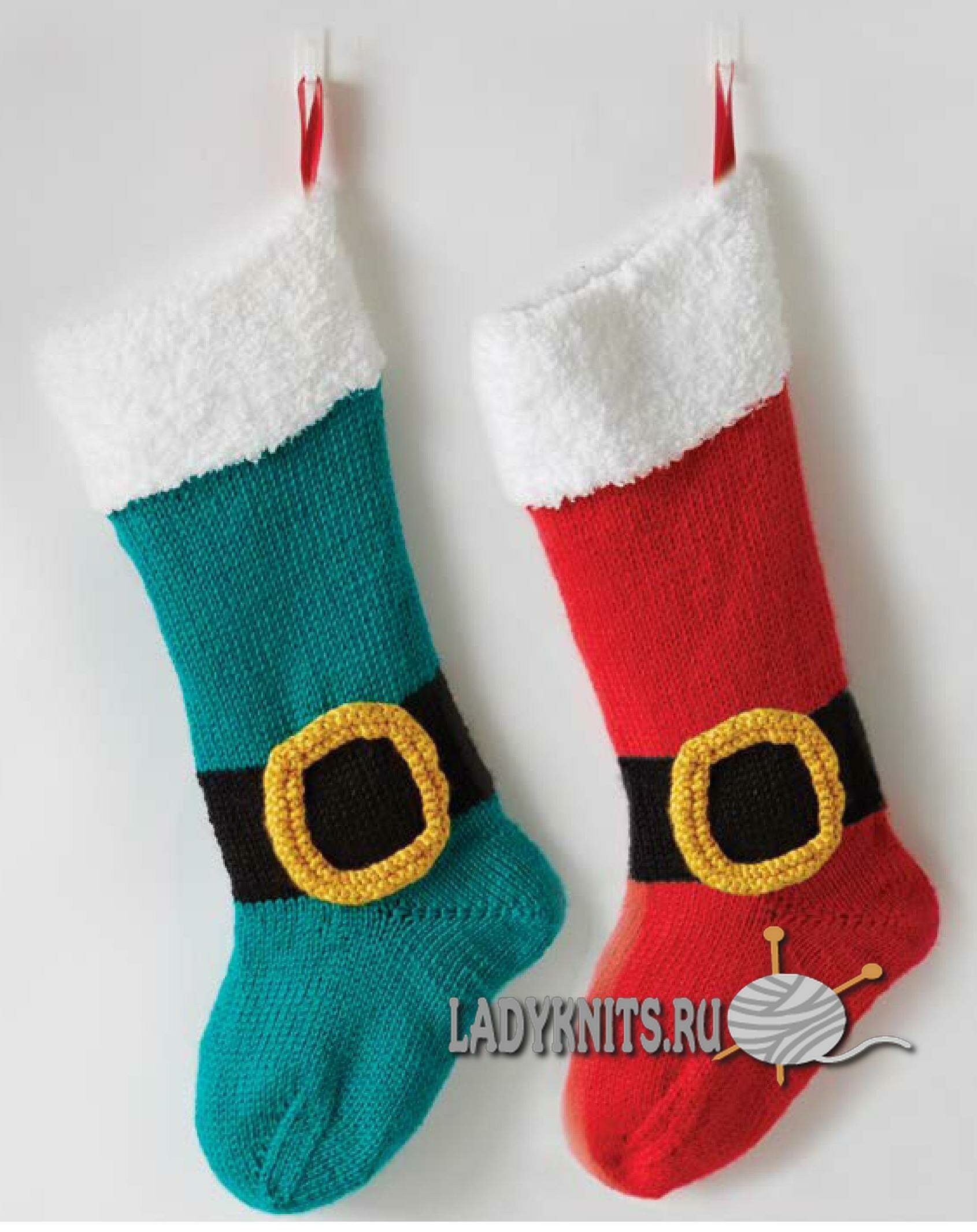 Как вязать спицами классический рождественский (новогодний) носок